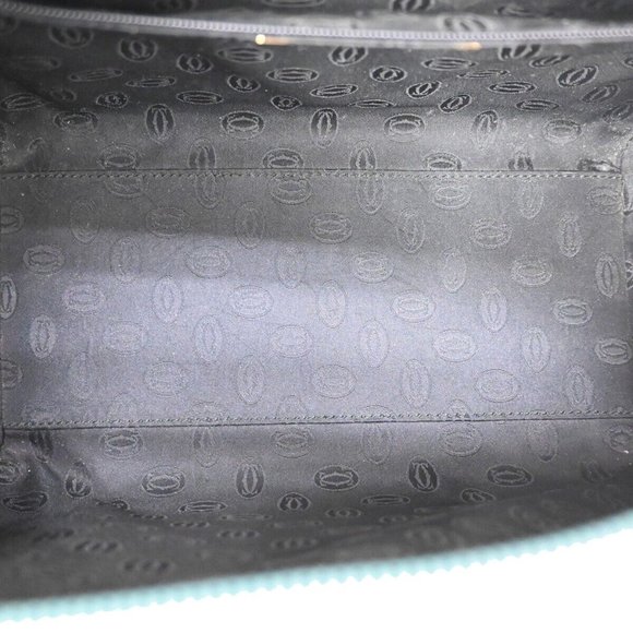 MUST DE CARTIER 2C Logo Hand Bag Leather Green Gold Made In Spain 35RH796 - Picture 4 of 15